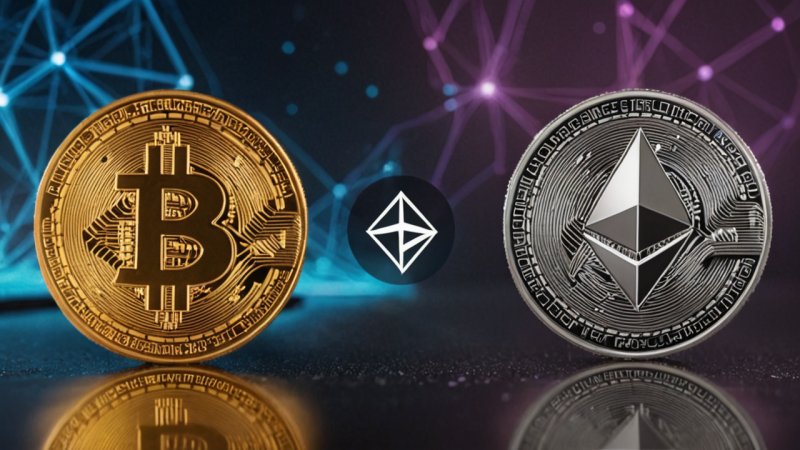 Bitcoin, Ethereum, kryptovaluta, blockchain, sammenligning, investering, digital valuta, smarte kontrakter